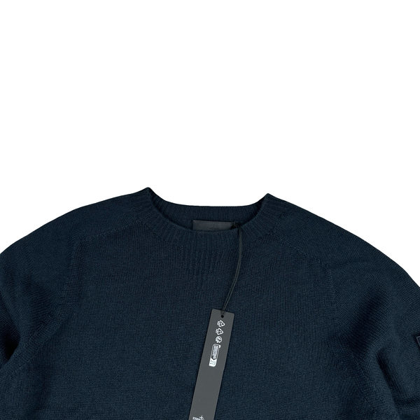 Stone Island 2025 Ghost Navy Cashmere Crewneck Knit Jumper - Large