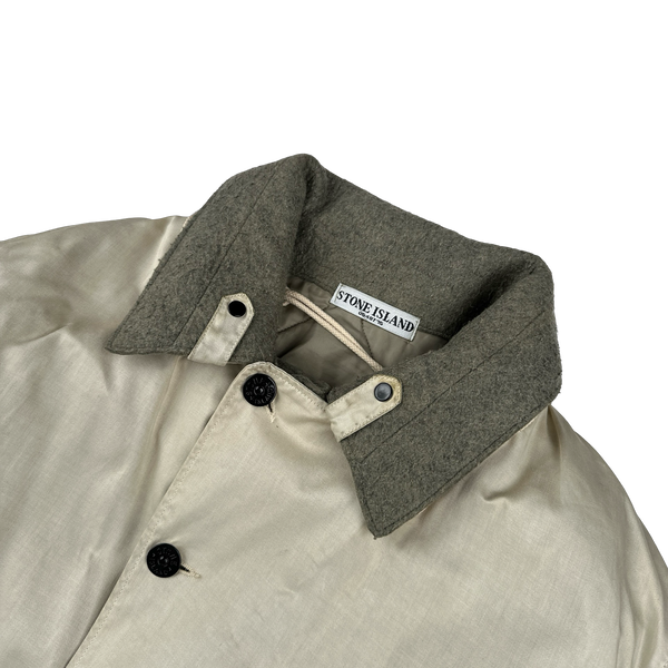 Stone Island 2005 Vintage Cream Duel Layer Raso Jacket - Large