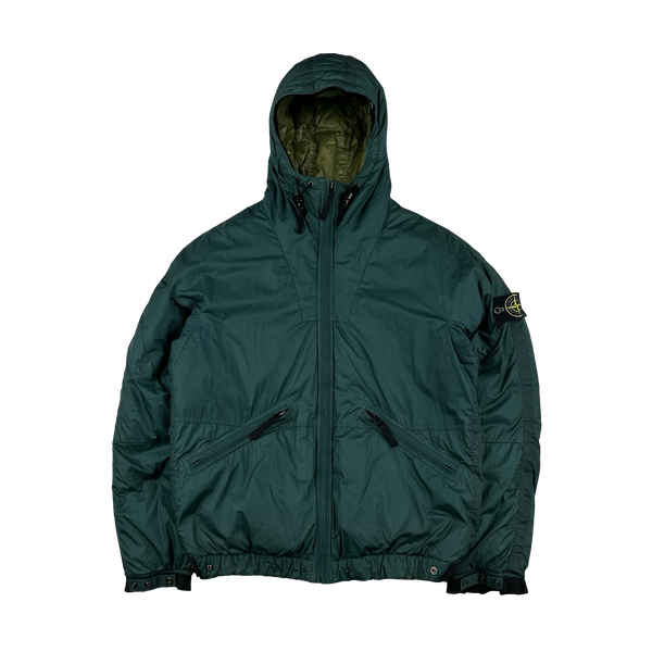 Stone Island 2009 Green Down Filled Padded Mesh Badge Jacket - Large