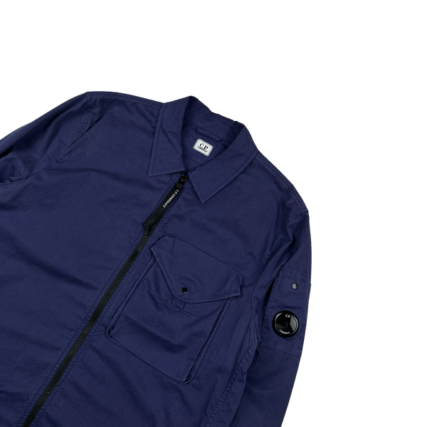 CP Company Navy Blue Cotton Lens Viewer Overshirt - Large