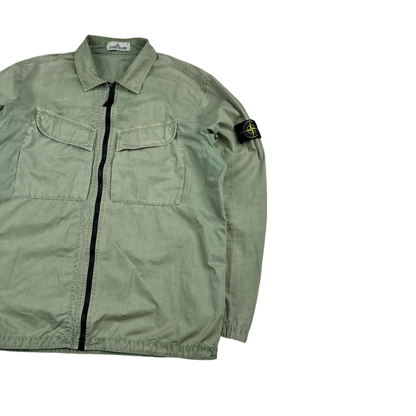 Stone Island 2022 Green Brushed Cotton Zipped Overshirt - XL
