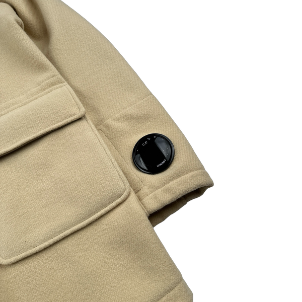 CP Company Tan Wool Spellout Watch Viewer Duffle Jacket - Medium, Large, XL