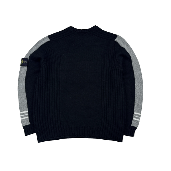 Stone Island Black Knit Vintage Crewneck Jumper - Medium