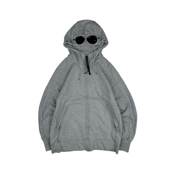 CP Company Grey Cotton Goggle Hoodie - Medium