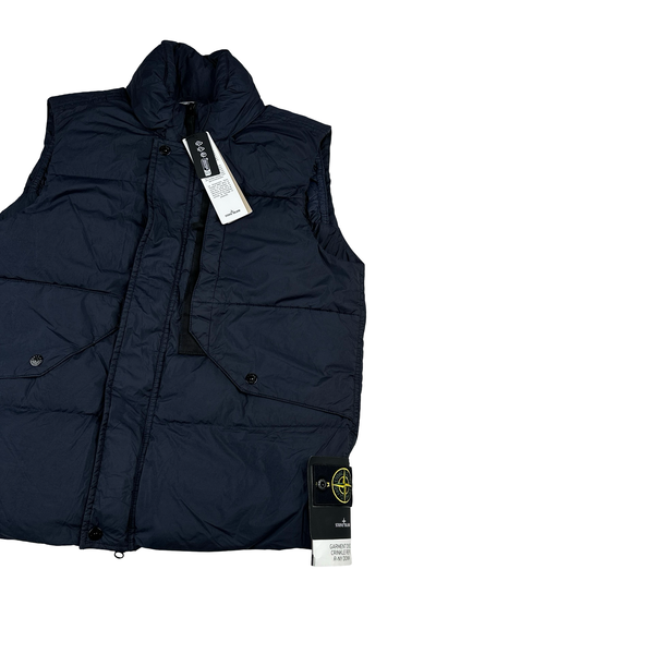 Stone Island 2023 Navy Crinkle Reps R-NY Down Gilet - Small