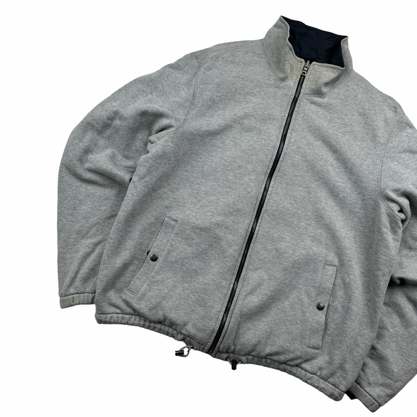 Prada Black Tab Navy Nylon/Grey Fleece Reversible Jacket - 3XL