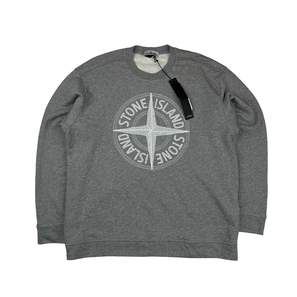 Stone Island 2023 Grey Embroidered Compass Jumper - XL