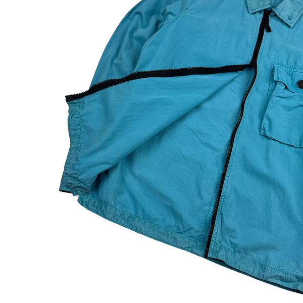 Stone Island 2020 Blue Zipped Cotton Overshirt - Small
