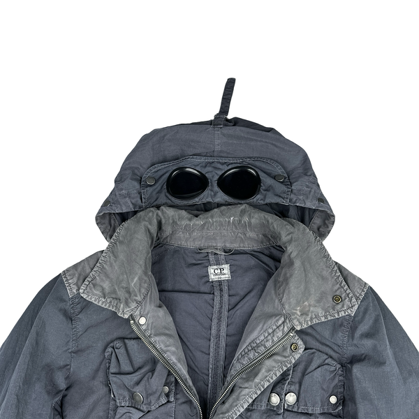 ジャケット・アウター C.P Company Gray Washed Hooded Coat C.p. company Grey down jacket with fixed hood with googles