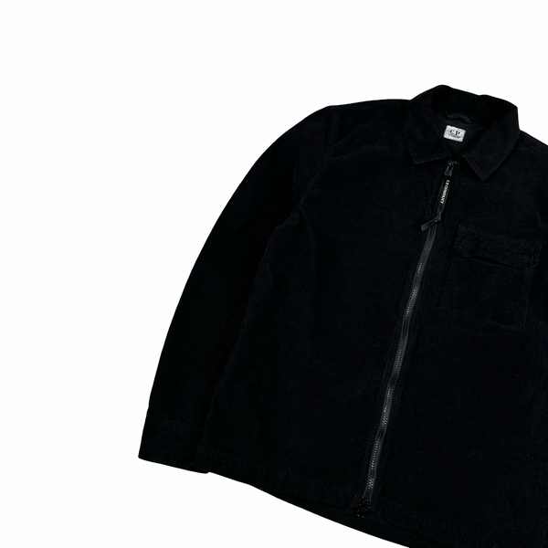 CP Company Black Corduroy Zipped Shirt - Small
