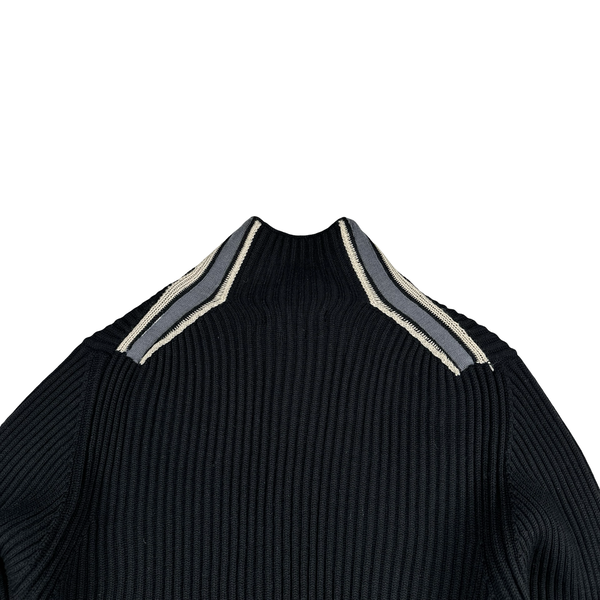 Stone Island 2005 Black Wool Buttoned Ribbed Jumper - XL
