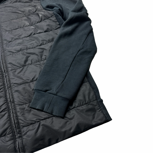 Prada Black Nylon Padded Chest Panel Cotton Hoodie - Small
