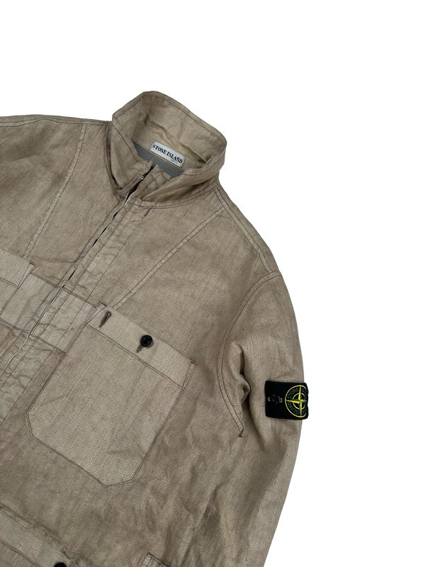 Stone Island 2002 Vintage Tan Lino Flax Jacket - XL