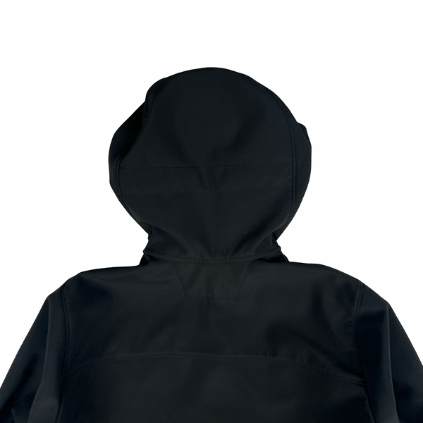 CP Company Black Soft Shell R Goggle Hooded Zipped Jacket - Small