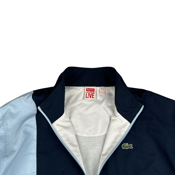 Supreme X Lacoste Baby Blue Colour Block Spellout Tracksuit Set - XL