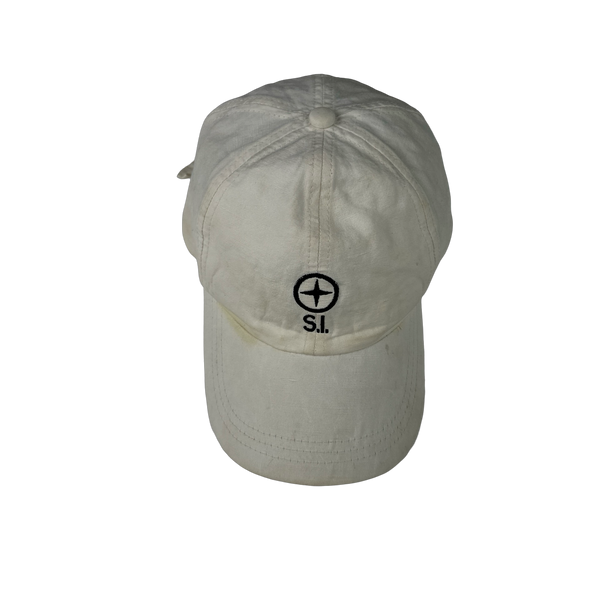 Stone Island Denims White Canvas Cotton Embroidered Cap
