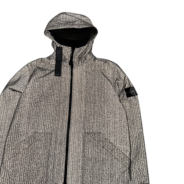 Stone Island 2022 Beige Needle Punched Reflective Balaclava Jacket - Medium