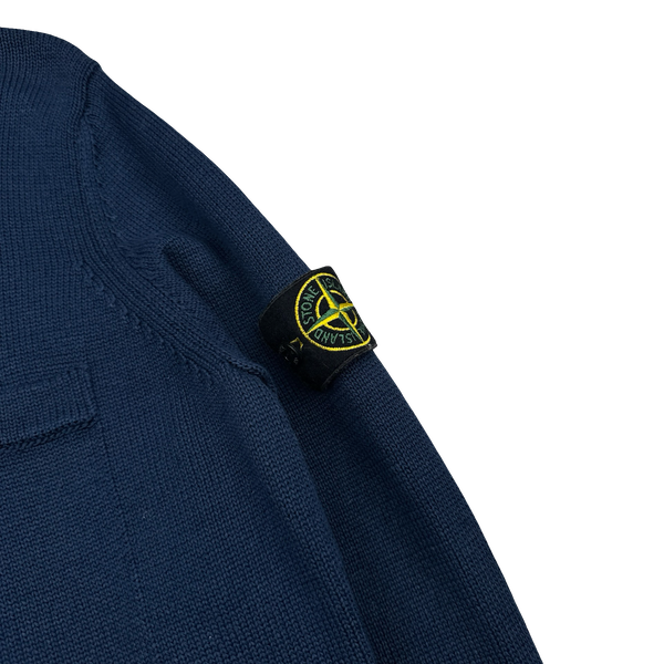 Stone Island 2020 Navy Cotton Knit Crewneck Pocketed Jumper - Medium