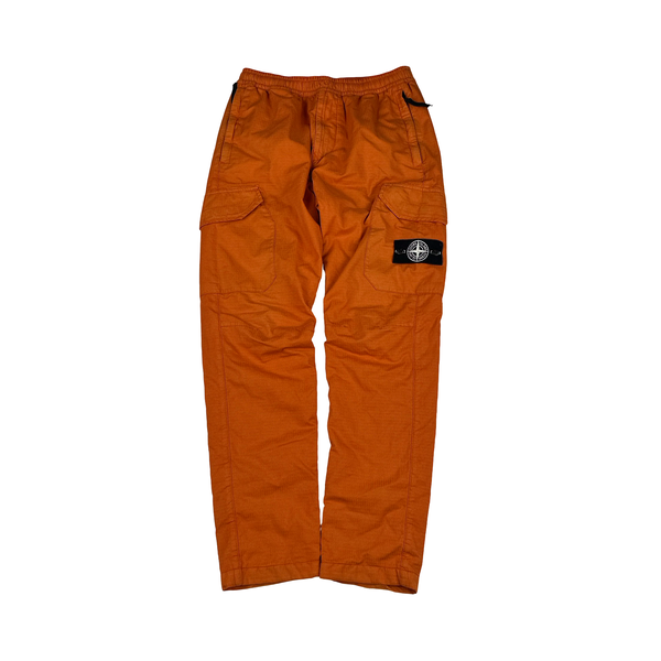 Stone Island 2019 Orange Reflective Weave Cargo Trousers - 30"