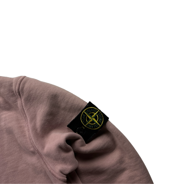 Stone Island 2022 Pink Pullover Cotton Hoodie - Small