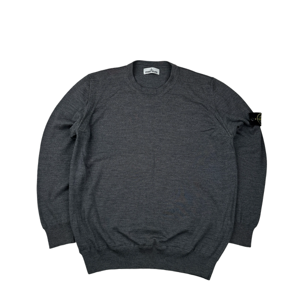 Stone Island 2020 Charcoal Grey Merino Wool Crewneck Jumper - 3XL