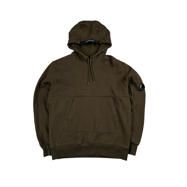 CP Company Khaki Cotton Lens View Hoodie - Large