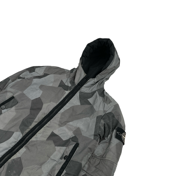 Stone Island 2012 Silver Fleece Lined 30th Anni Camo Reflective Jacket - Small