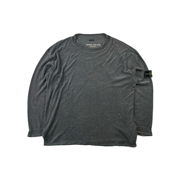 Stone Island 1995 Vintage Marina Grey Mock Neck Towelling Jumper