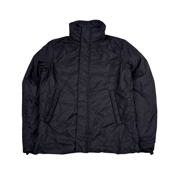 Prada Black Resin Coated Red Tab Nylon Quilted Jacket - Medium