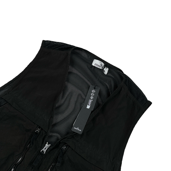 Stone Island 2024 Black David Light-TC Poly Net Gilet - Large