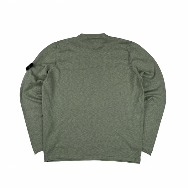 Stone Island Olive Green Lightweight Knitted Crewneck - XL