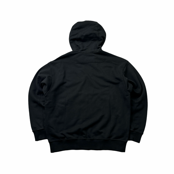 Stone Island 2023 Black Spellout Zipup Cotton Hoodie - Small