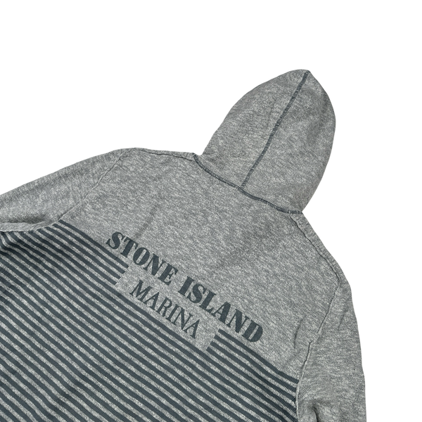 Stone Island 2017 Blue Marl Marina Cotton Lightweight Knit Zipped Hoodie - Small