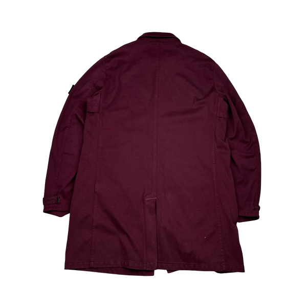 Stone Island 2012 Burgundy Cotton Resin Coated Shadow Project Trench - XXL