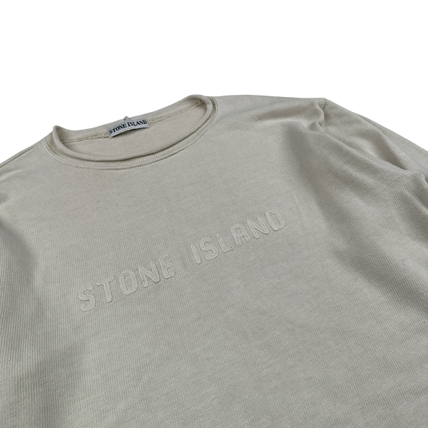 Stone Island 1990s Vintage Cream Spellout Pullover - Medium