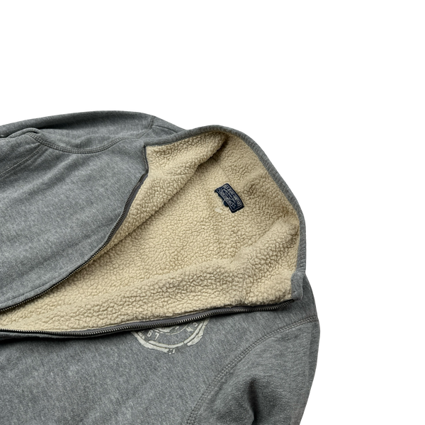 Ralph Lauren Grey Cotton Fleece Pile Zipped Jumper - Medium
