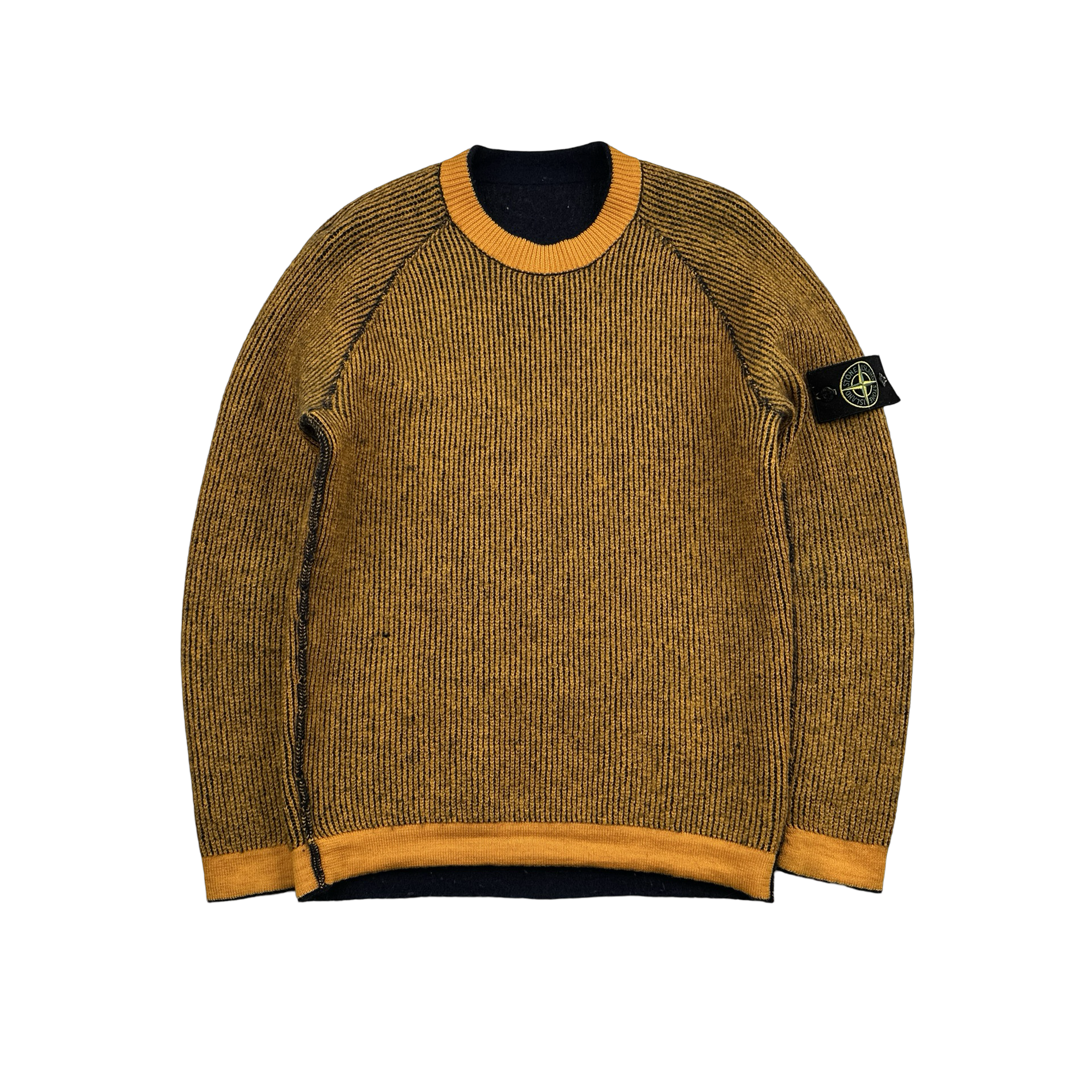 Stone Island Reversible Orange/Navy Contrast Knit Jumper Medium