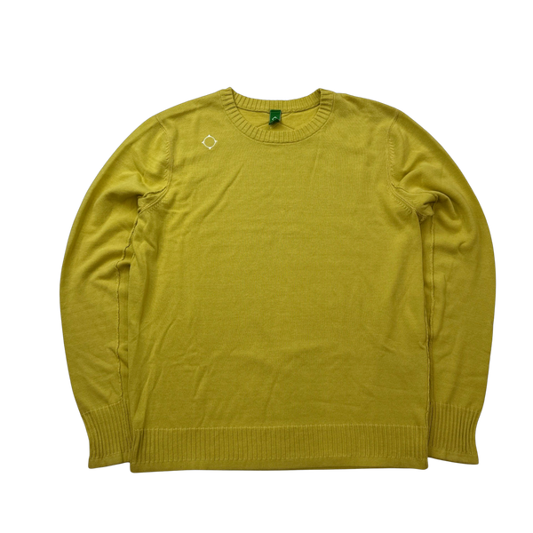 Ma Strum Yellow Cotton Crewneck Knit Jumper - Large