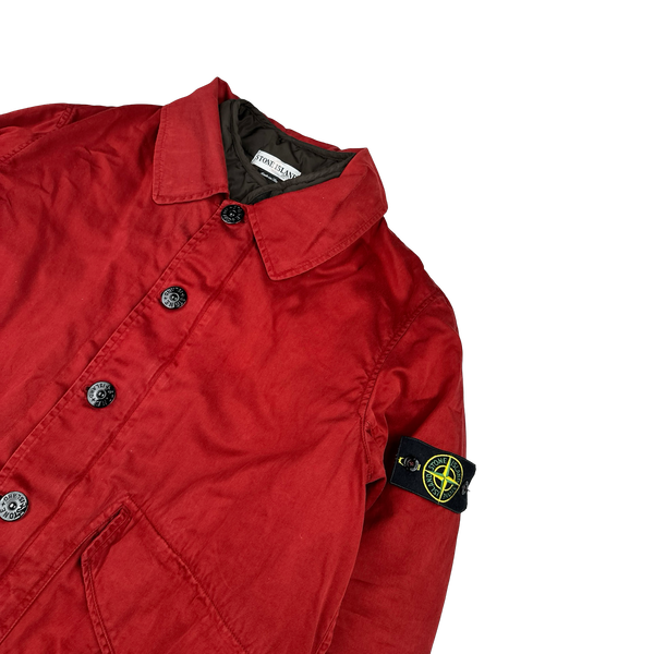 Stone Island Vintage Red Raso Gommato Dual Lined Jacket - Large