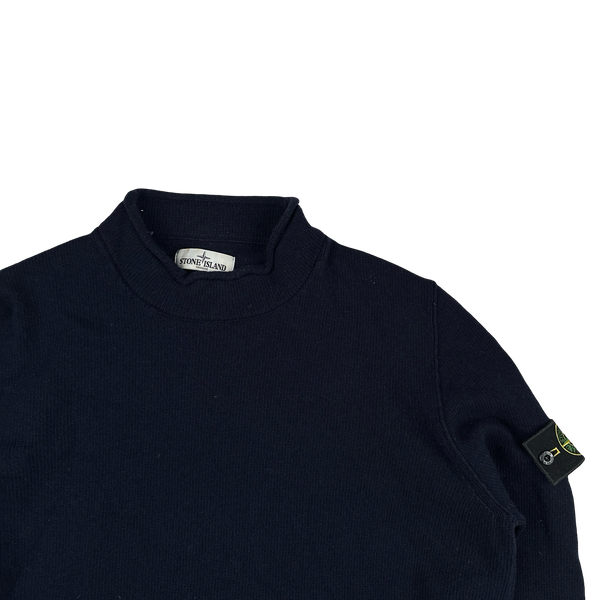 Stone Island 2013 Navy Wool Knit Mock Neck Jumper - Large