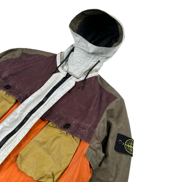 Stone Island 2019 Tela Placcata Resin Coated Bicolore Hooded Jacket - Small