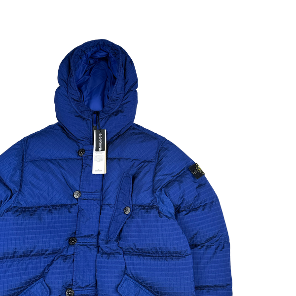 Stone Island 2023 Blue Nylon Metal Macro Riptstop Econyl Regenerated Nylon Down TC Jacket - Medium