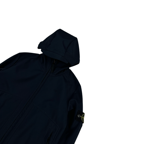 Stone Island Navy Hooded Soft Shell R Jacket - Small