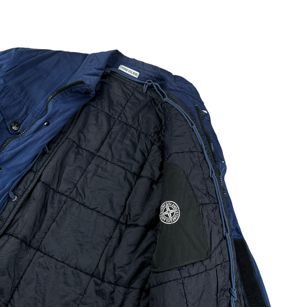 Stone Island 1996 Blue Raso Gommato Dutch Rope Vintage Jacket - Large