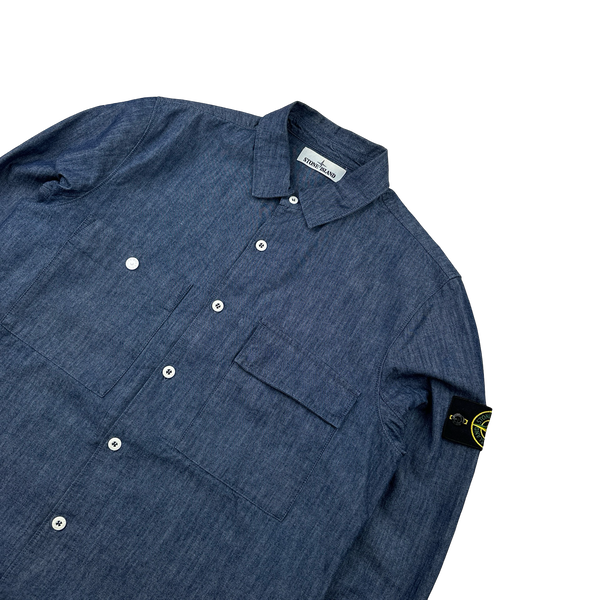 Stone Island 2017 Indigo Buttoned Shirt - Large