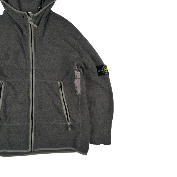 Stone Island 2004Grey Fleeced Zip Up Hoodie - Medium