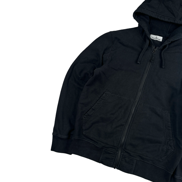 Stone Island 2022 Black Cotton Zipped Hoodie - Medium