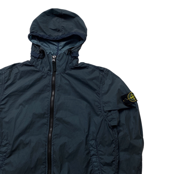Stone Island Navy Lamy Velour Hooded Jacket - Medium