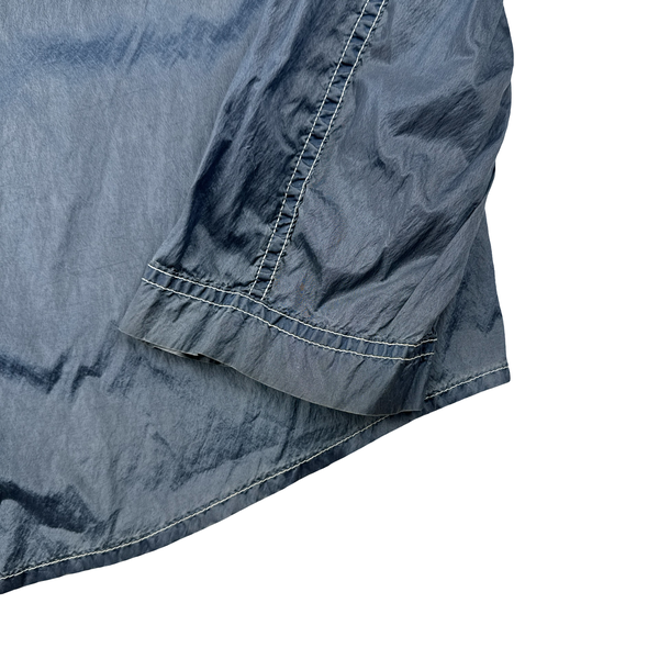 Stone Island 2010 Silver Blue Chest Zip Nylon Metal Overshirt - XXL
