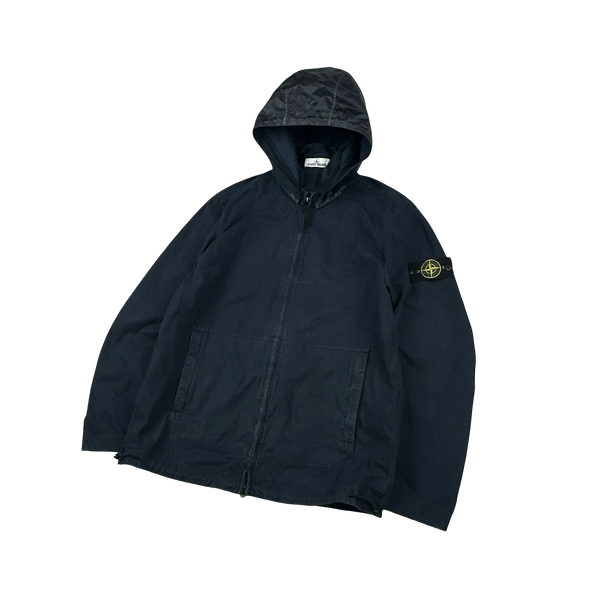 Stone Island 2021 Navy Cotton Cordura Hooded Jacket - XL